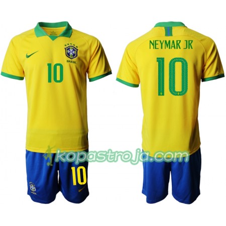 Billiga Fotbollströjor Brasilien NEYMAR JR 10 Barn Hemma tröja Copa América 2019 Kortärmad